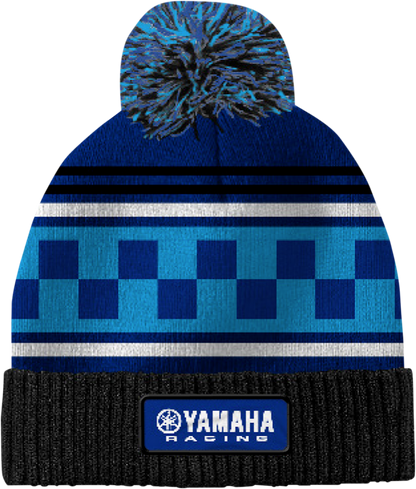 Yamaha Apparel Yamaha Racing Pom Beanie NP21A - H3242 - Black and Blue Acrylic Knit Hat - Kelly Motorsports