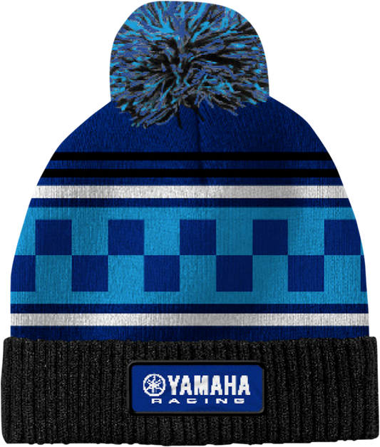 Yamaha Apparel Yamaha Racing Pom Beanie NP21A - H3242 - Black and Blue Acrylic Knit Hat - Kelly Motorsports