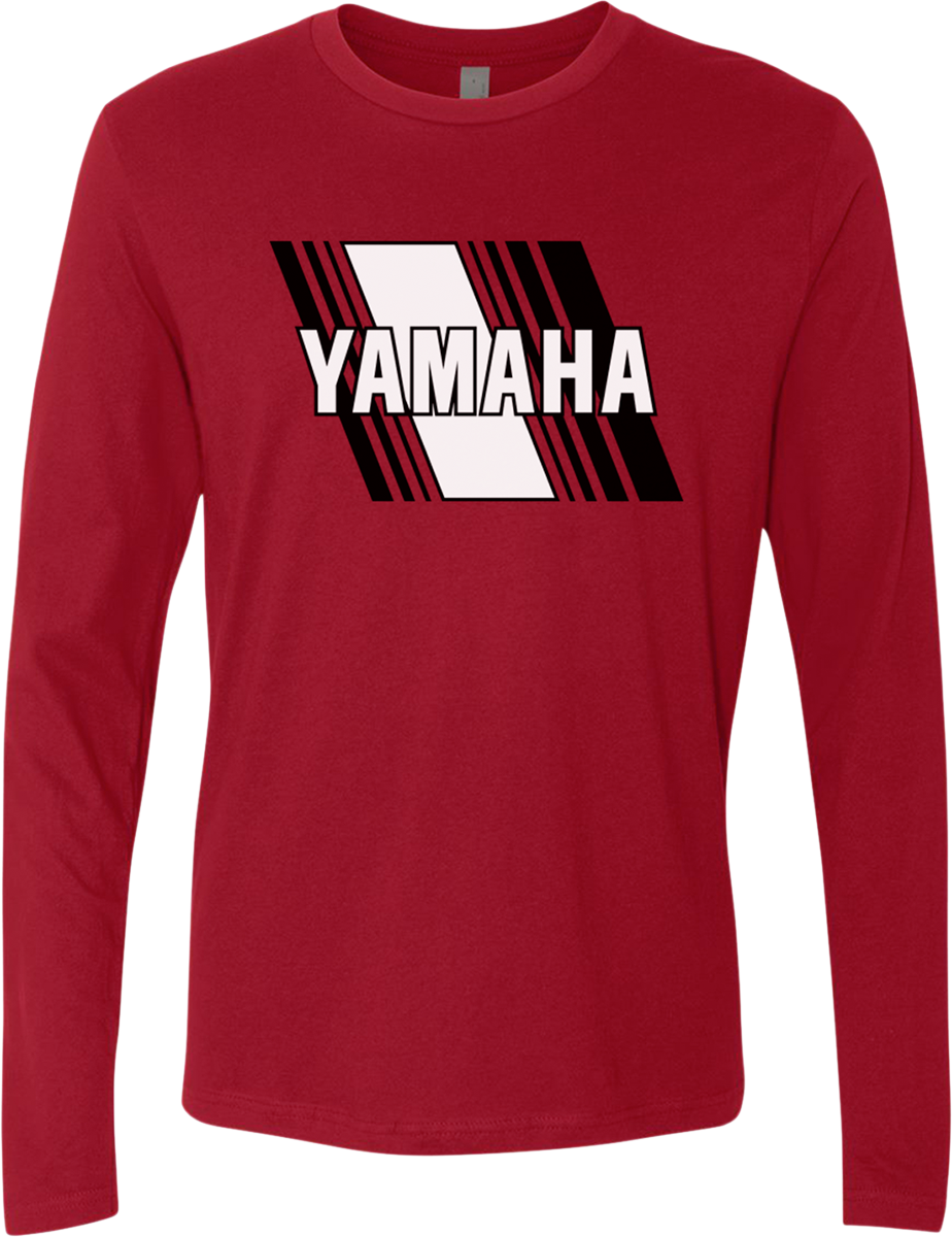 Yamaha Heritage Diagonal Long - Sleeve T-Shirt - Red, Medium by Yamaha Apparel, Part No. NP21S - M3119 - M - Kelly Motorsports