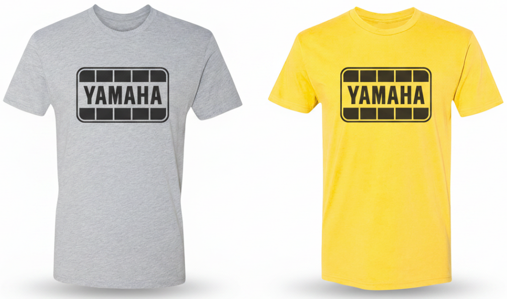 Yamaha Retro T-Shirt - Gray & Black and Yellow & Black Side by Side