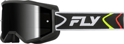 Youth Zone Goggle Black/White W/Black Mirror/Smoke Lens - Kelly Motorsports