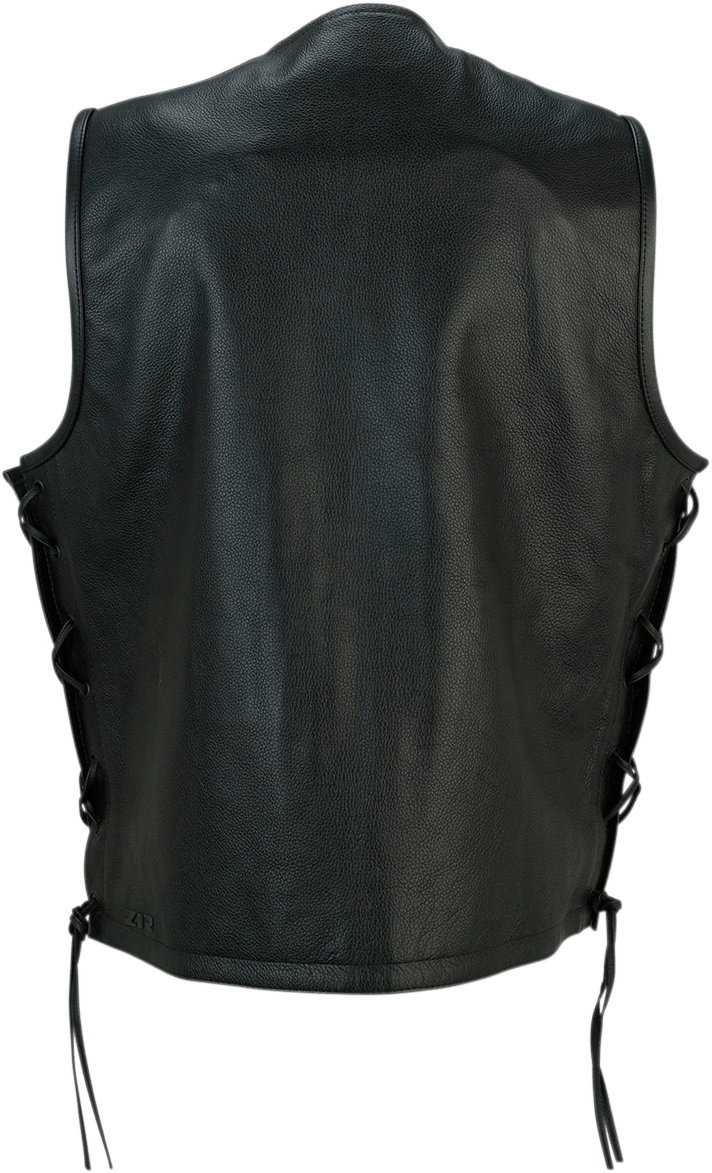 Z1R Gaucho Men’s Premium Cowhide Leather Vest Black - Kelly Motorsports