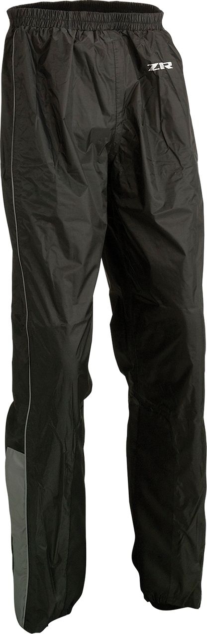 Z1R Rain Pants Black Small 2855 - 0607 – Waterproof Motorcycle Riding Pants with Reflective Piping and Heat - Resistant Inner Knee Panel - Kelly Motorsports