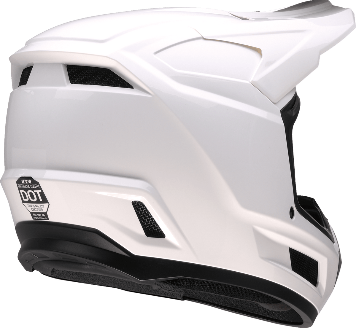 Z1R Youth Dirt Maxx Helmet - Solid White, Small - Durable ABS/Polycarbonate Shell with Maximum Ventilation - Kelly Motorsports